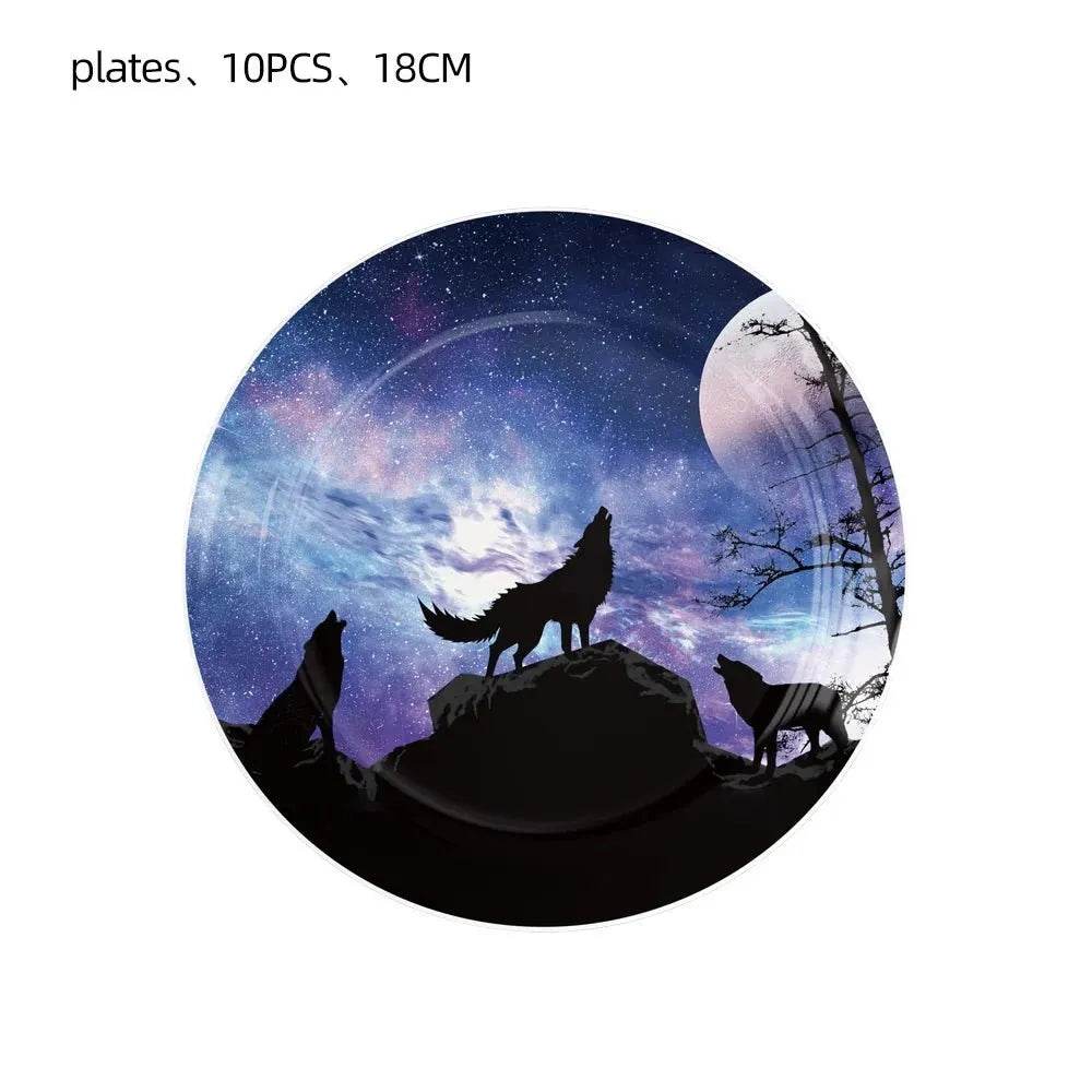 Wolf-Themed Partyware Set - Eco Gamer Party Gear - Iron Phoenix GHG