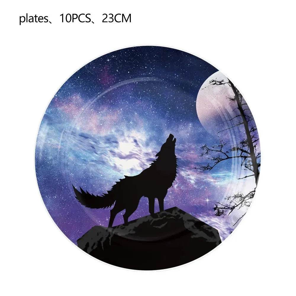Wolf-Themed Partyware Set - Eco Gamer Party Gear - Iron Phoenix GHG