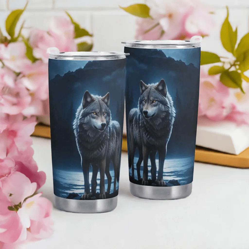 Wolf Tumbler, Blue Moon, Eco-Friendly Gaming Style - Iron Phoenix GHG
