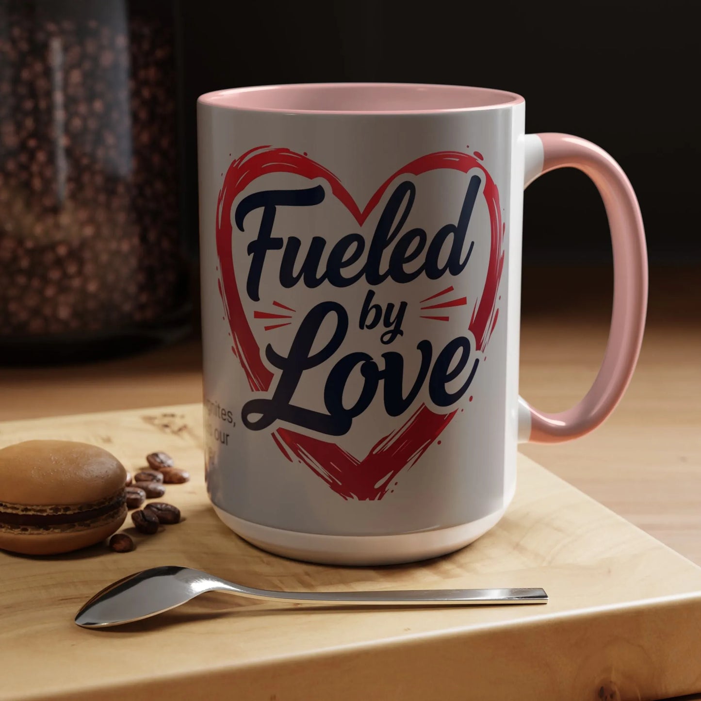 Fueled by Love Coffee Mug - Perfect for Gifts, Romantic Mug, Wedding Gift, Anniversary, Coffee Lovers, Heart Design