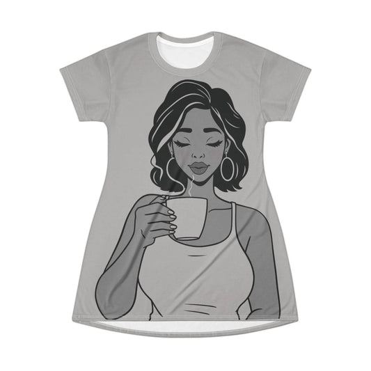 Coffee T-Shirt Dress - Stylish and Comfy Summer Dress for Coffee Lovers - Iron Phoenix GHG