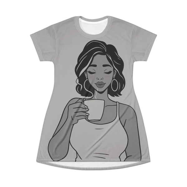Coffee T-Shirt Dress - Stylish and Comfy Summer Dress for Coffee Lovers - Iron Phoenix GHG