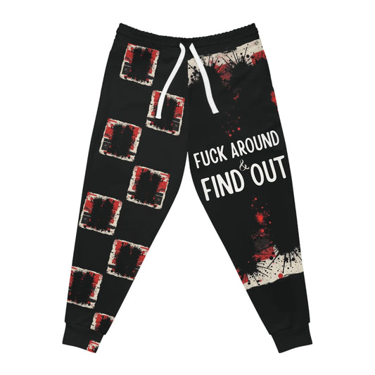 Men's fuck around and find out Athletic Joggers, Funny Men's Sweatpants, Sarcastic Lounge Pants, Adult Humor Activewear, Casual Bottoms for