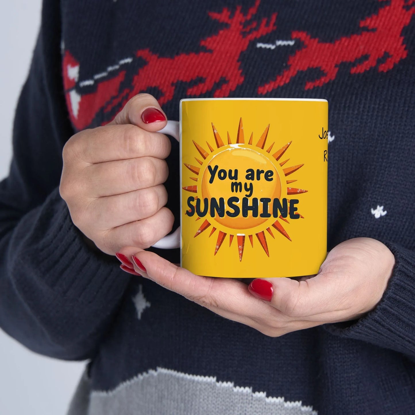 Personalized Sunshine Ceramic Mug - Brighten Every Morning, Gift for Coffee Lovers, Perfect for Birthdays, Home Office Decor, Custom Names
