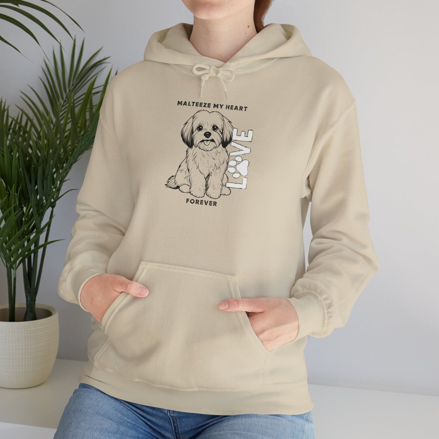 Maltese Heart Hoodie, Cozy Pet Lovers Sweatshirt, Dog Mom Gift, Animal Hoodie, Cute Maltese Sweatshirt, Forever Loved Apparel
