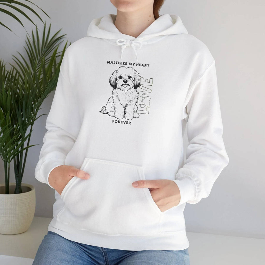 Maltese Heart Hoodie, Cozy Pet Lovers Sweatshirt, Dog Mom Gift, Animal Hoodie, Cute Maltese Sweatshirt, Forever Loved Apparel - Iron Phoenix GHG