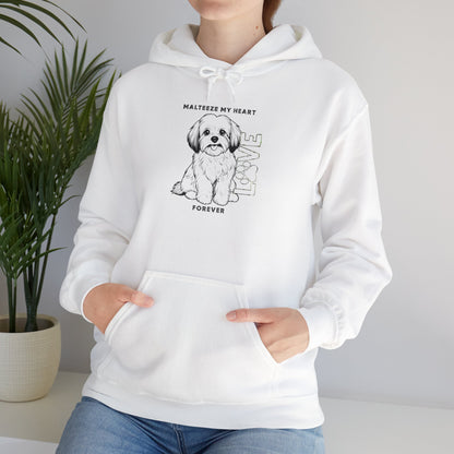 Maltese Heart Hoodie, Cozy Pet Lovers Sweatshirt, Dog Mom Gift, Animal Hoodie, Cute Maltese Sweatshirt, Forever Loved Apparel