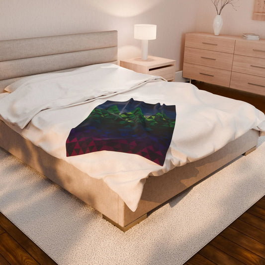 Mountain Vibes Velveteen Plush Blanket, Cozy Throw for Home Decor, Gift for Nature Lovers, Perfect for Camping and Picnics