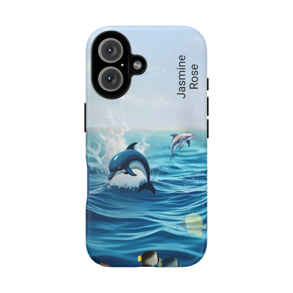 Personalized Phone Case with Dolphin Design, Ocean Vibes, Customizable Gift, Beach Lover Accessory, Ideal for Birthdays, Summer