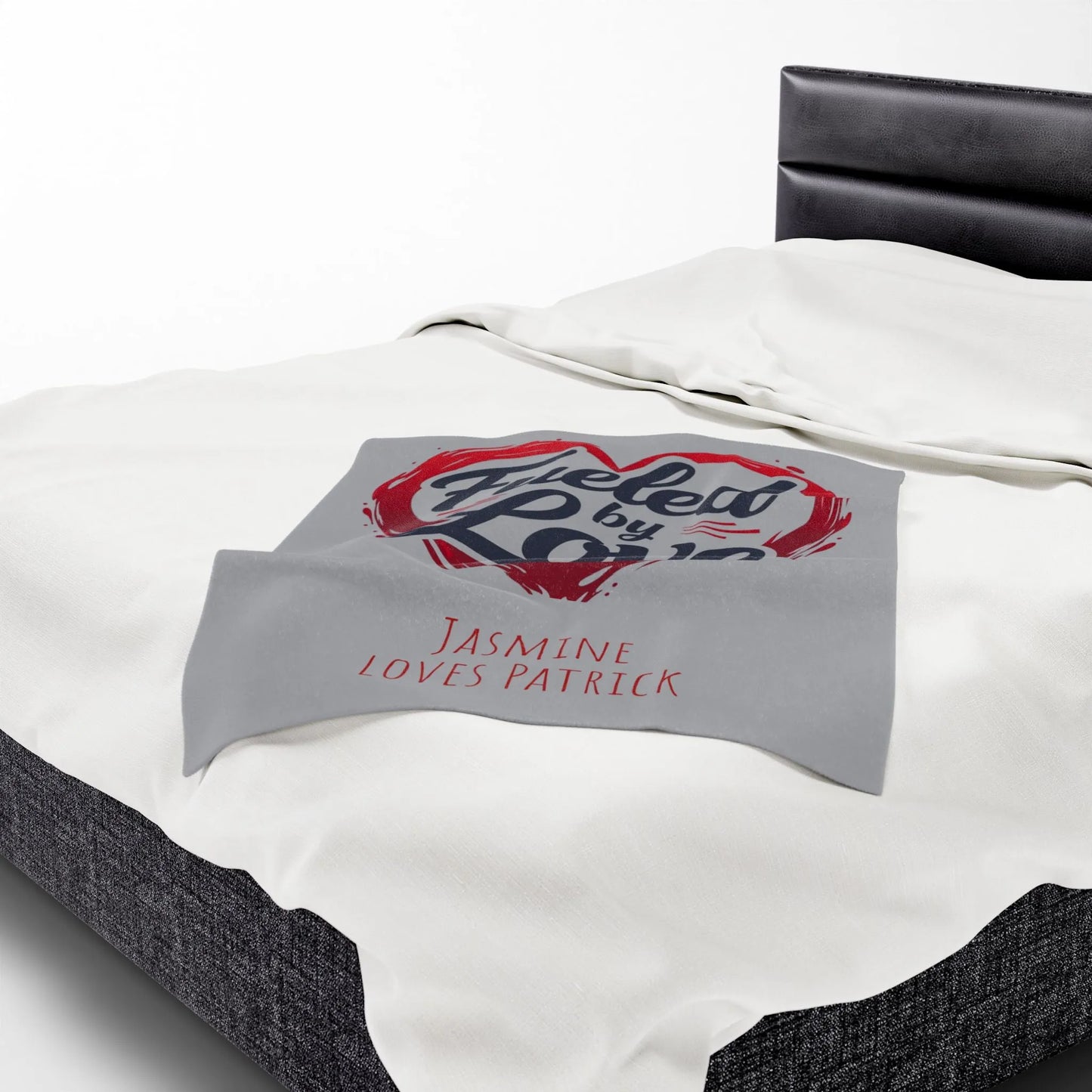 Personalized Velveteen Plush Blanket - 'Fueled by Love' | Gift for Couples, Anniversary Decor, Cozy Home, Valentine's Day