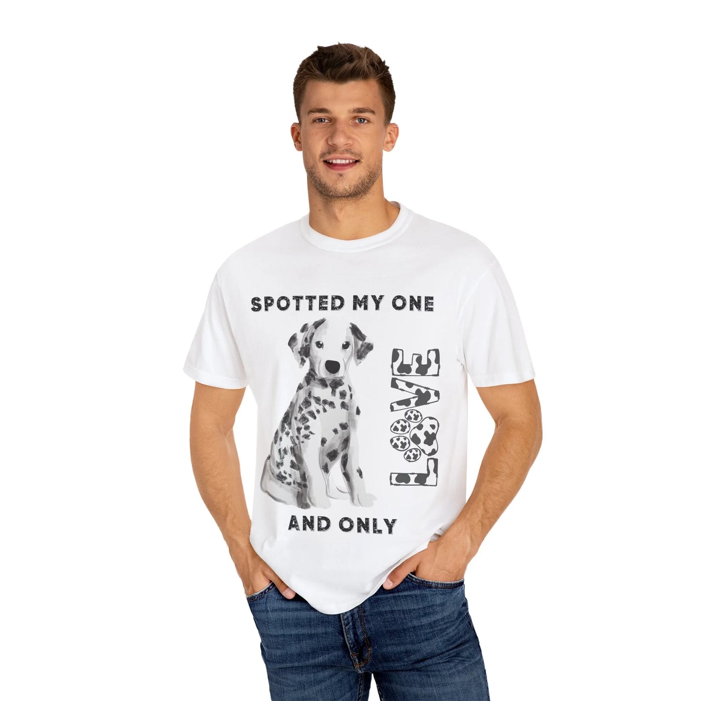 Dog Lover's Unisex Tee | Spotted My One and Only Love T-Shirt | Perfect Gift for Pet Owners, Casual Wear, Dog Appreciation Day, Birthdays,