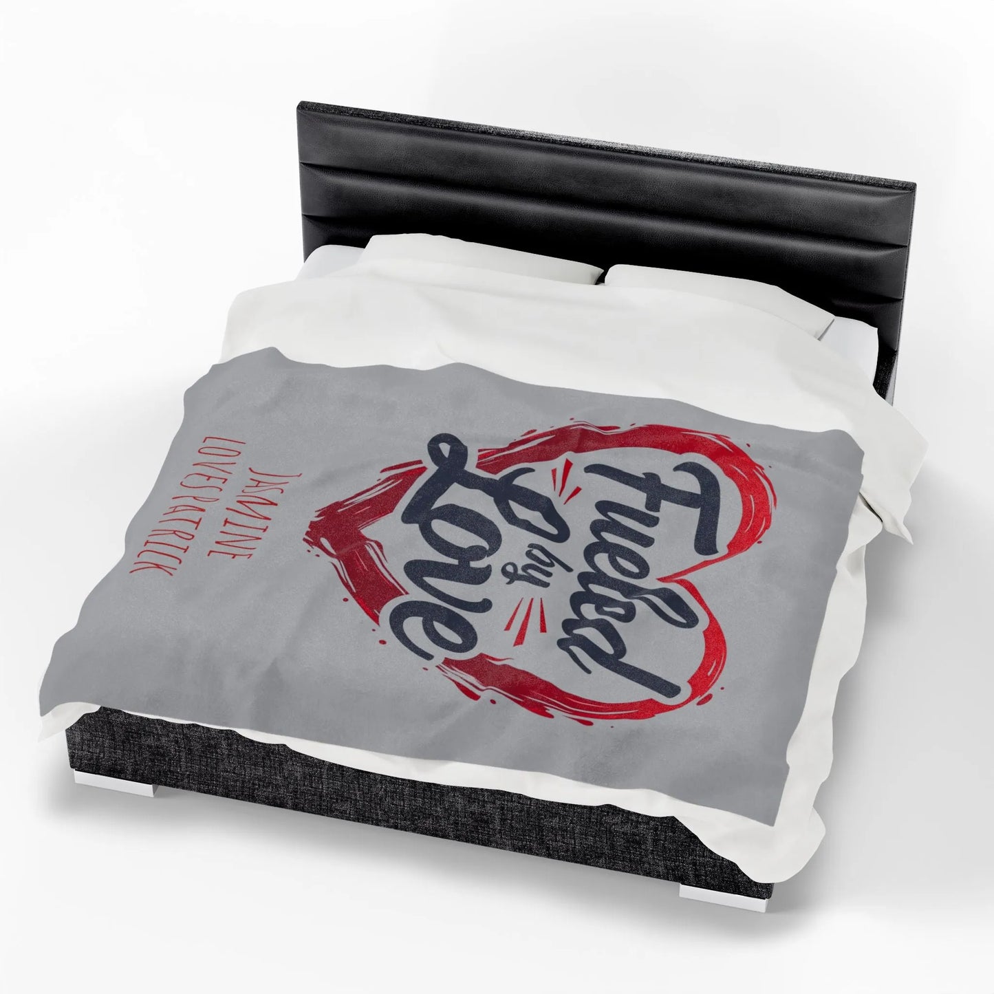 Personalized Velveteen Plush Blanket - 'Fueled by Love' | Gift for Couples, Anniversary Decor, Cozy Home, Valentine's Day