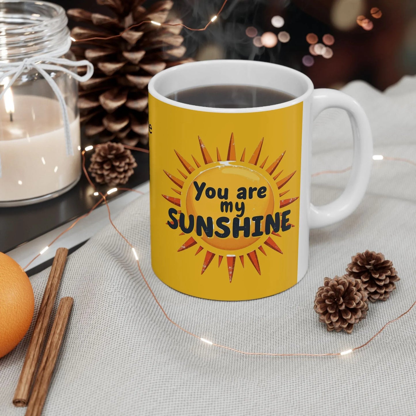 Personalized Sunshine Ceramic Mug - Brighten Every Morning, Gift for Coffee Lovers, Perfect for Birthdays, Home Office Decor, Custom Names