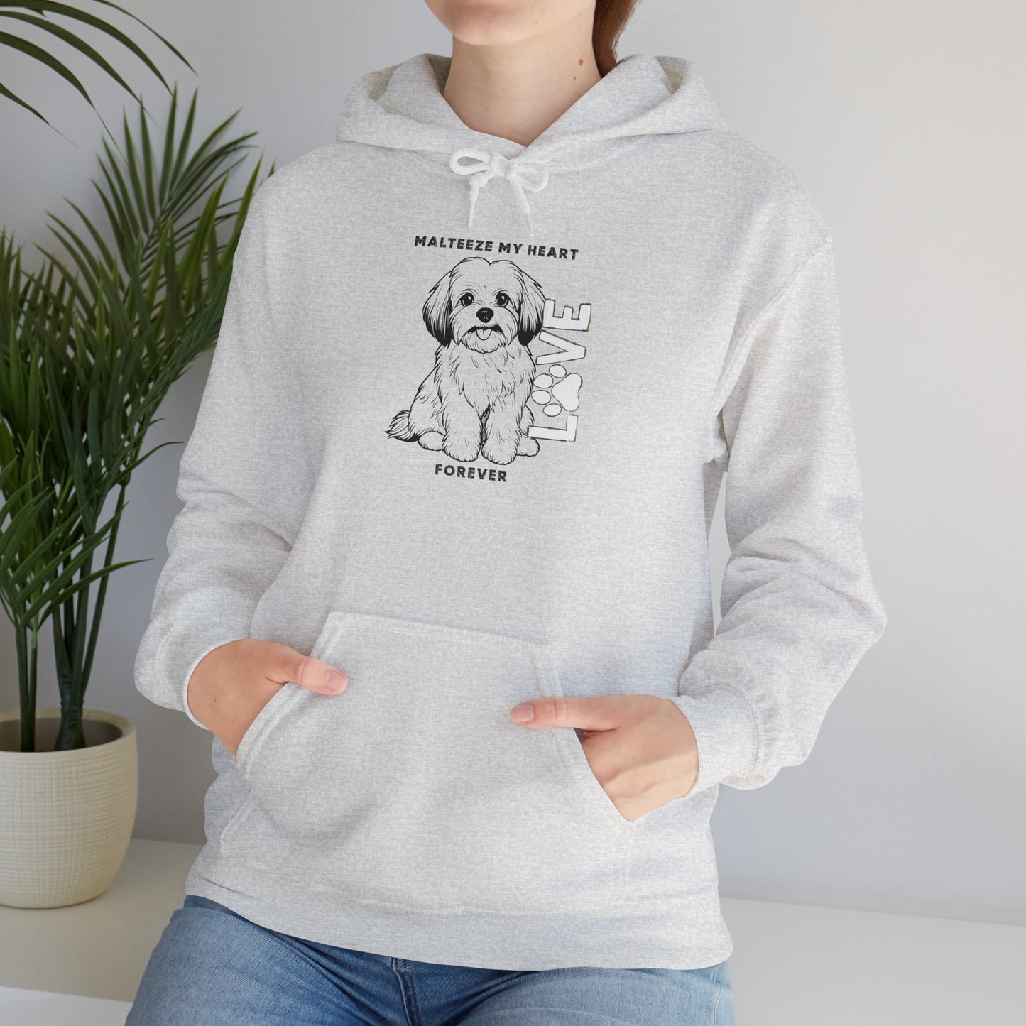 Maltese Heart Hoodie, Cozy Pet Lovers Sweatshirt, Dog Mom Gift, Animal Hoodie, Cute Maltese Sweatshirt, Forever Loved Apparel