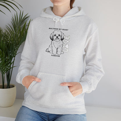 Maltese Heart Hoodie, Cozy Pet Lovers Sweatshirt, Dog Mom Gift, Animal Hoodie, Cute Maltese Sweatshirt, Forever Loved Apparel