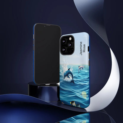 Personalized Phone Case with Dolphin Design, Ocean Vibes, Customizable Gift, Beach Lover Accessory, Ideal for Birthdays, Summer
