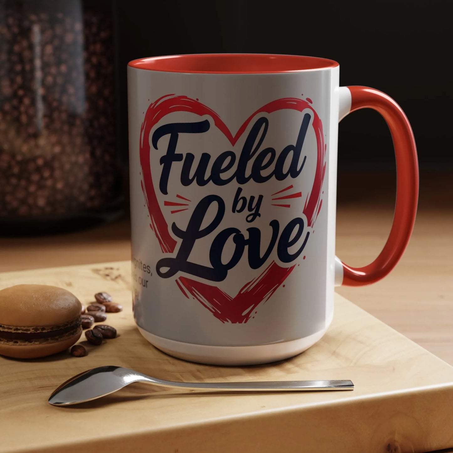 Fueled by Love Coffee Mug - Perfect for Gifts, Romantic Mug, Wedding Gift, Anniversary, Coffee Lovers, Heart Design