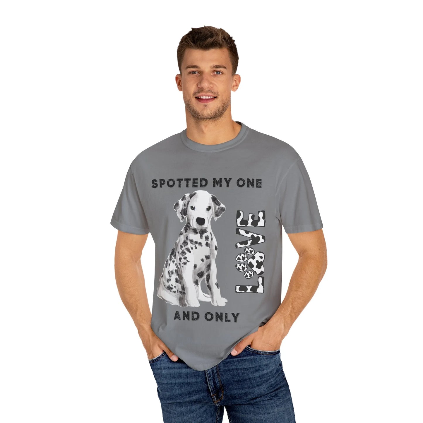 Dog Lover's Unisex Tee | Spotted My One and Only Love T-Shirt | Perfect Gift for Pet Owners, Casual Wear, Dog Appreciation Day, Birthdays,