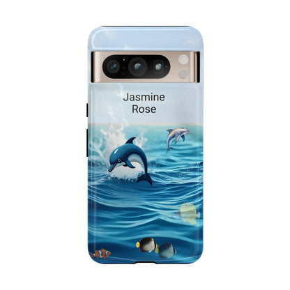 Personalized Phone Case with Dolphin Design, Ocean Vibes, Customizable Gift, Beach Lover Accessory, Ideal for Birthdays, Summer