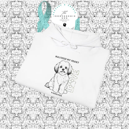 Maltese Heart Hoodie, Cozy Pet Lovers Sweatshirt, Dog Mom Gift, Animal Hoodie, Cute Maltese Sweatshirt, Forever Loved Apparel