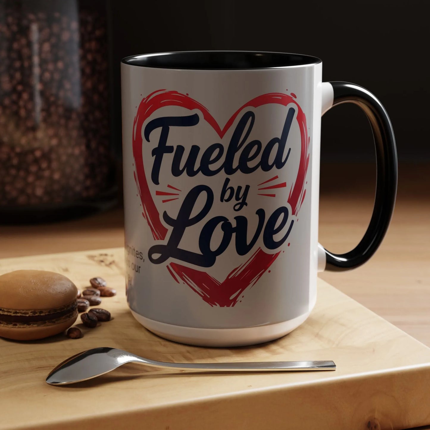 Fueled by Love Coffee Mug - Perfect for Gifts, Romantic Mug, Wedding Gift, Anniversary, Coffee Lovers, Heart Design