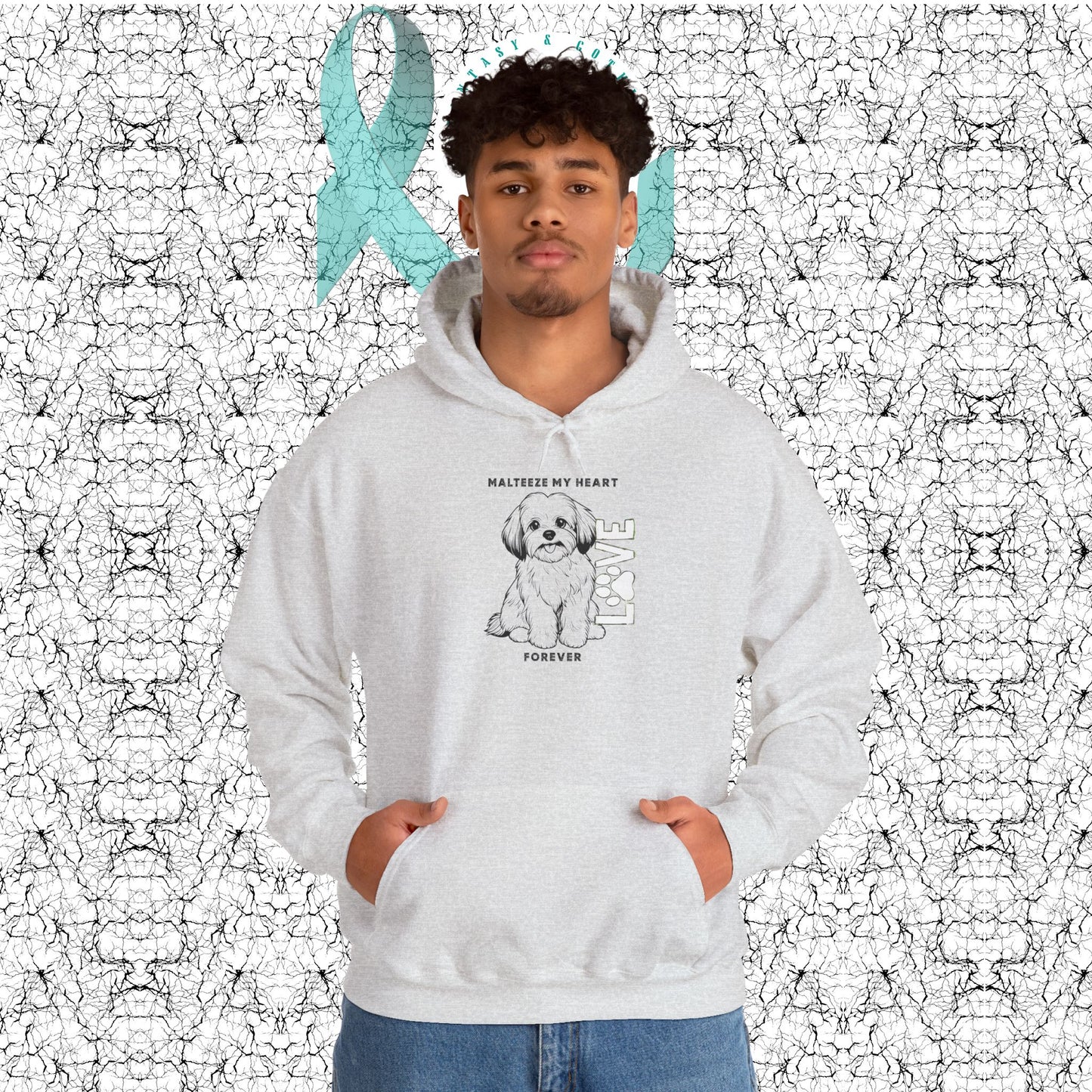 Maltese Heart Hoodie, Cozy Pet Lovers Sweatshirt, Dog Mom Gift, Animal Hoodie, Cute Maltese Sweatshirt, Forever Loved Apparel