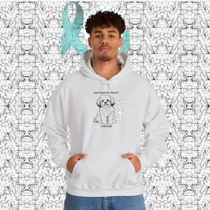 Maltese Heart Hoodie, Cozy Pet Lovers Sweatshirt, Dog Mom Gift, Animal Hoodie, Cute Maltese Sweatshirt, Forever Loved Apparel