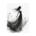 "Whispers of the Wind" - Elegant Black & White Satin Art Print - Wall Art - Image 2