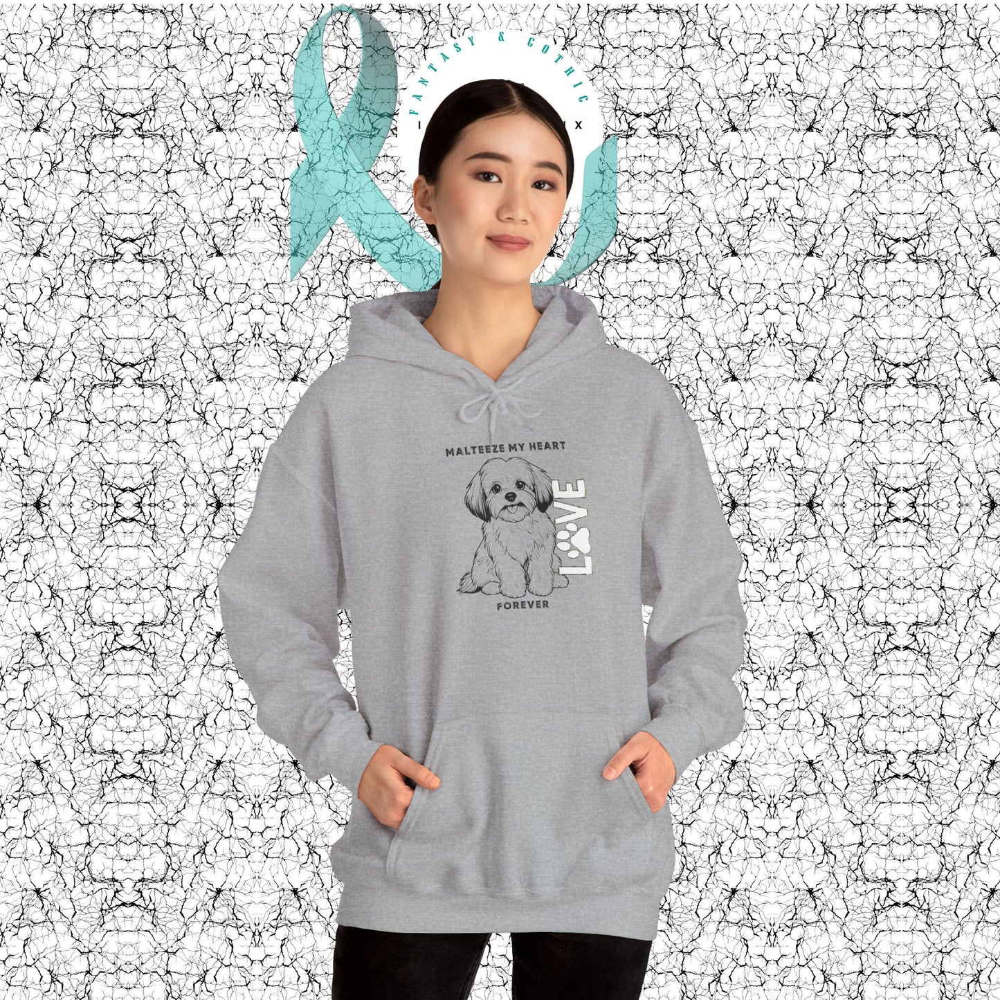 Maltese Heart Hoodie, Cozy Pet Lovers Sweatshirt, Dog Mom Gift, Animal Hoodie, Cute Maltese Sweatshirt, Forever Loved Apparel
