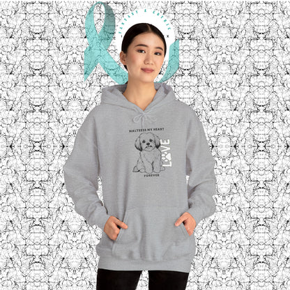Maltese Heart Hoodie, Cozy Pet Lovers Sweatshirt, Dog Mom Gift, Animal Hoodie, Cute Maltese Sweatshirt, Forever Loved Apparel