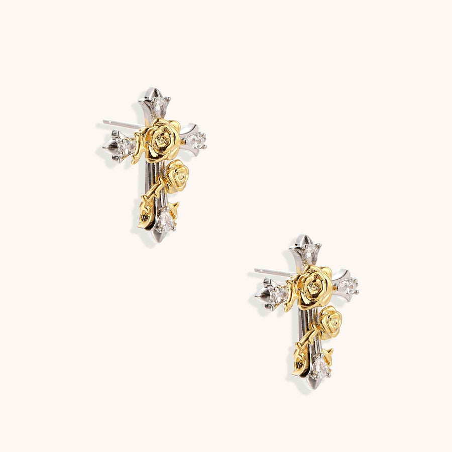 Divine Rose Cross Earrings
