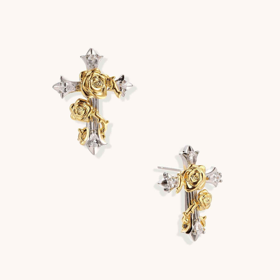Divine Rose Cross Earrings