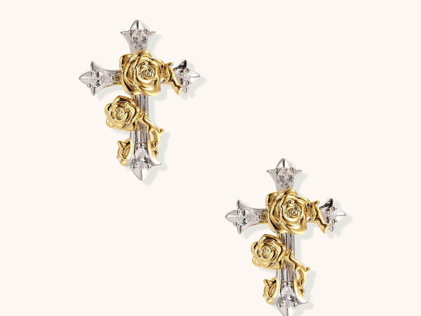 Divine Rose Cross Earrings