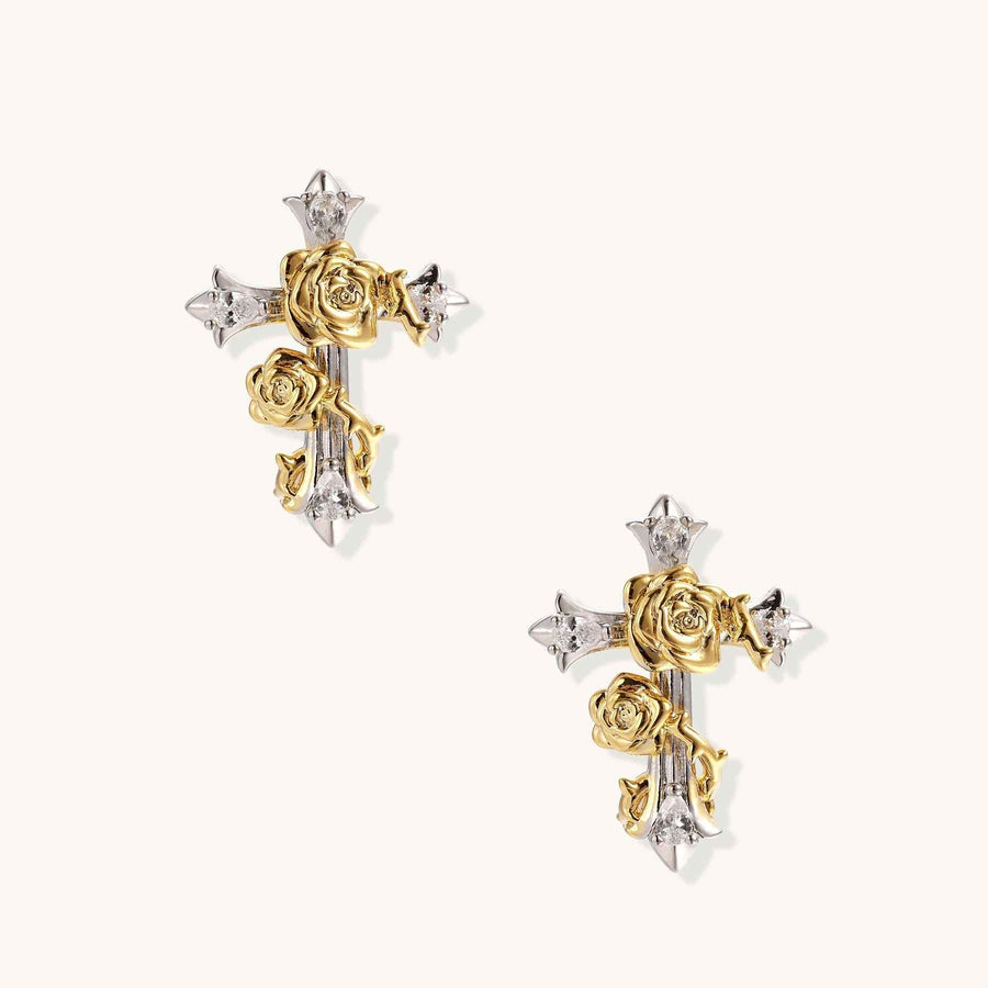 Divine Rose Cross Earrings