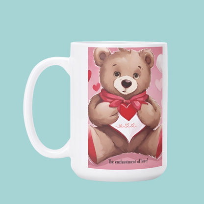 15 oz Glossy Custom coffee Mug  with Adorable Teddy Bear Design - Iron Phoenix GHG