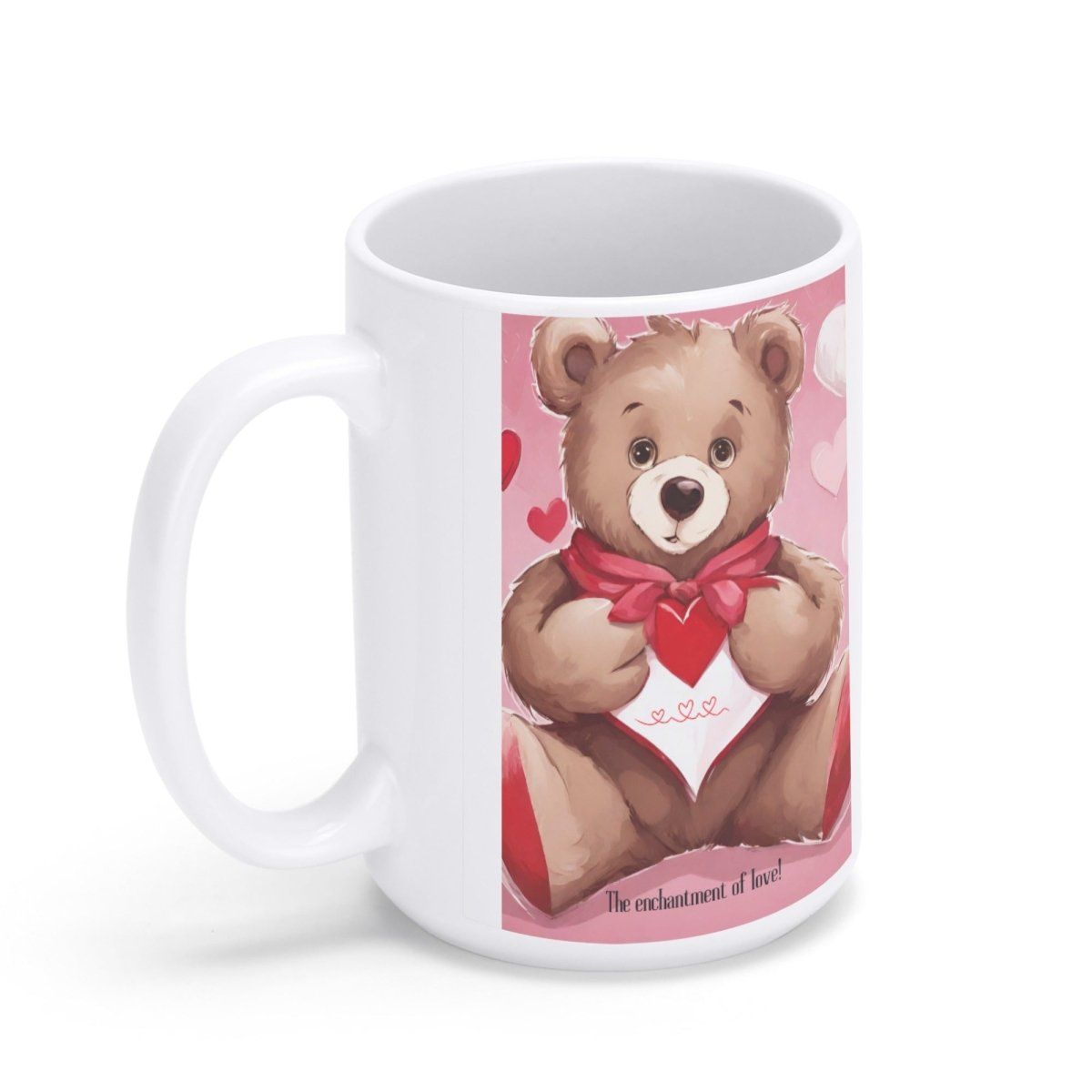 15 oz Glossy Custom coffee Mug  with Adorable Teddy Bear Design - Iron Phoenix GHG