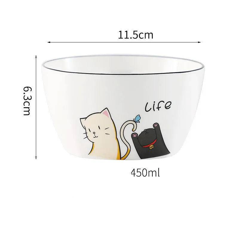 North Cat Ceramic Bowl Household Ceramic Noodle Bowl Cute Ideas - Iron Phoenix GHG