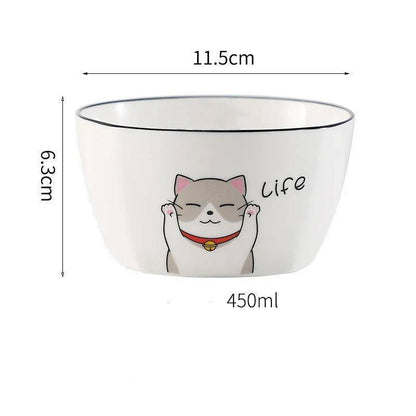 North Cat Ceramic Bowl Household Ceramic Noodle Bowl Cute Ideas - Iron Phoenix GHG
