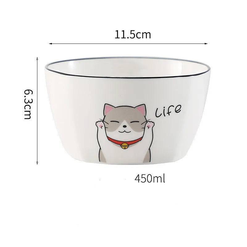 Nordic Cat Ramen Bowl – Cute Porcelain Noodle Soup Bowl for Cat Lovers