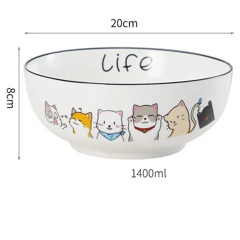 North Cat Ceramic Bowl Household Ceramic Noodle Bowl Cute Ideas - Iron Phoenix GHG
