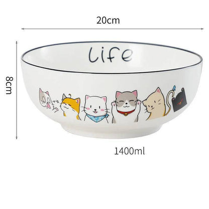 North Cat Ceramic Bowl Household Ceramic Noodle Bowl Cute Ideas - Iron Phoenix GHG