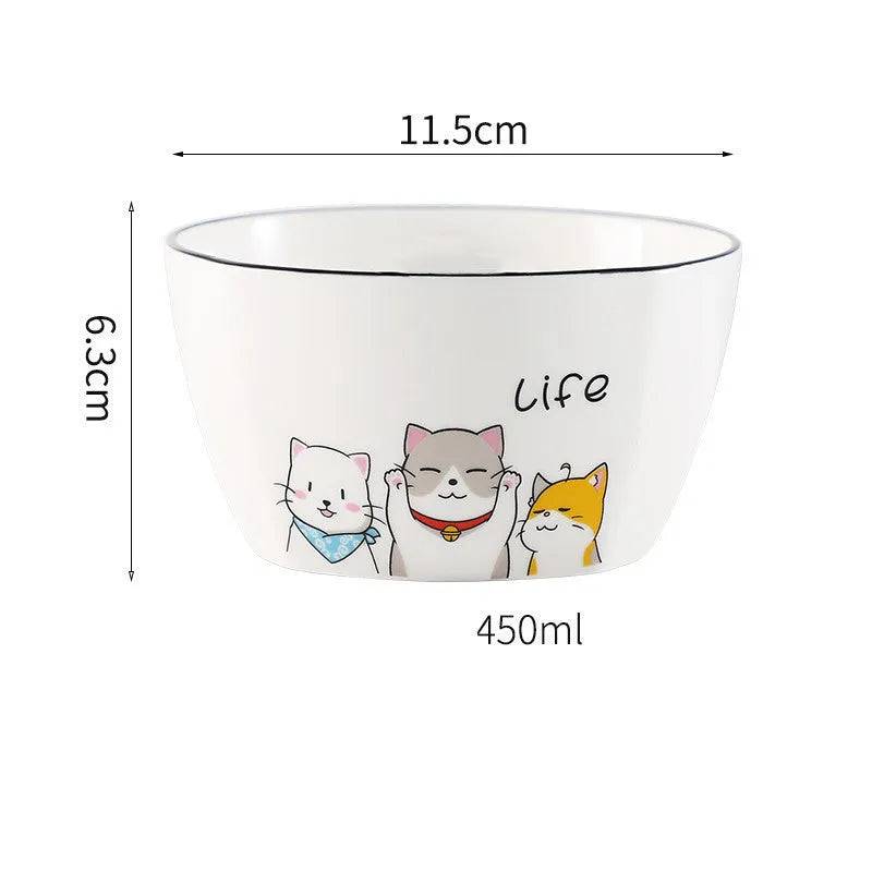 North Cat Ceramic Bowl Household Ceramic Noodle Bowl Cute Ideas - Iron Phoenix GHG