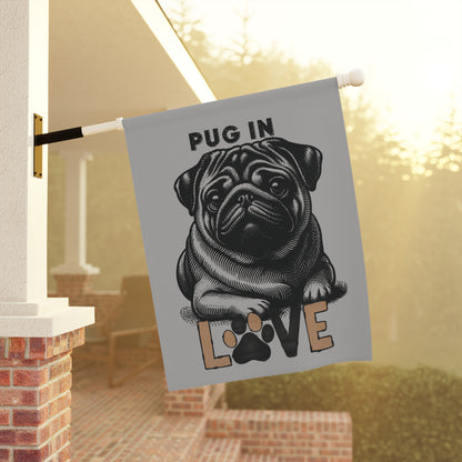 Pug Love Garden Banner, Pet Lover Decor, Dog Lover Gift, Outdoor Flag, Home & Garden Decoration - Iron Phoenix GHG