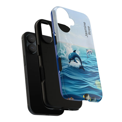Personalized Phone Case with Dolphin Design, Ocean Vibes, Customizable Gift, Beach Lover Accessory, Ideal for Birthdays, Summer