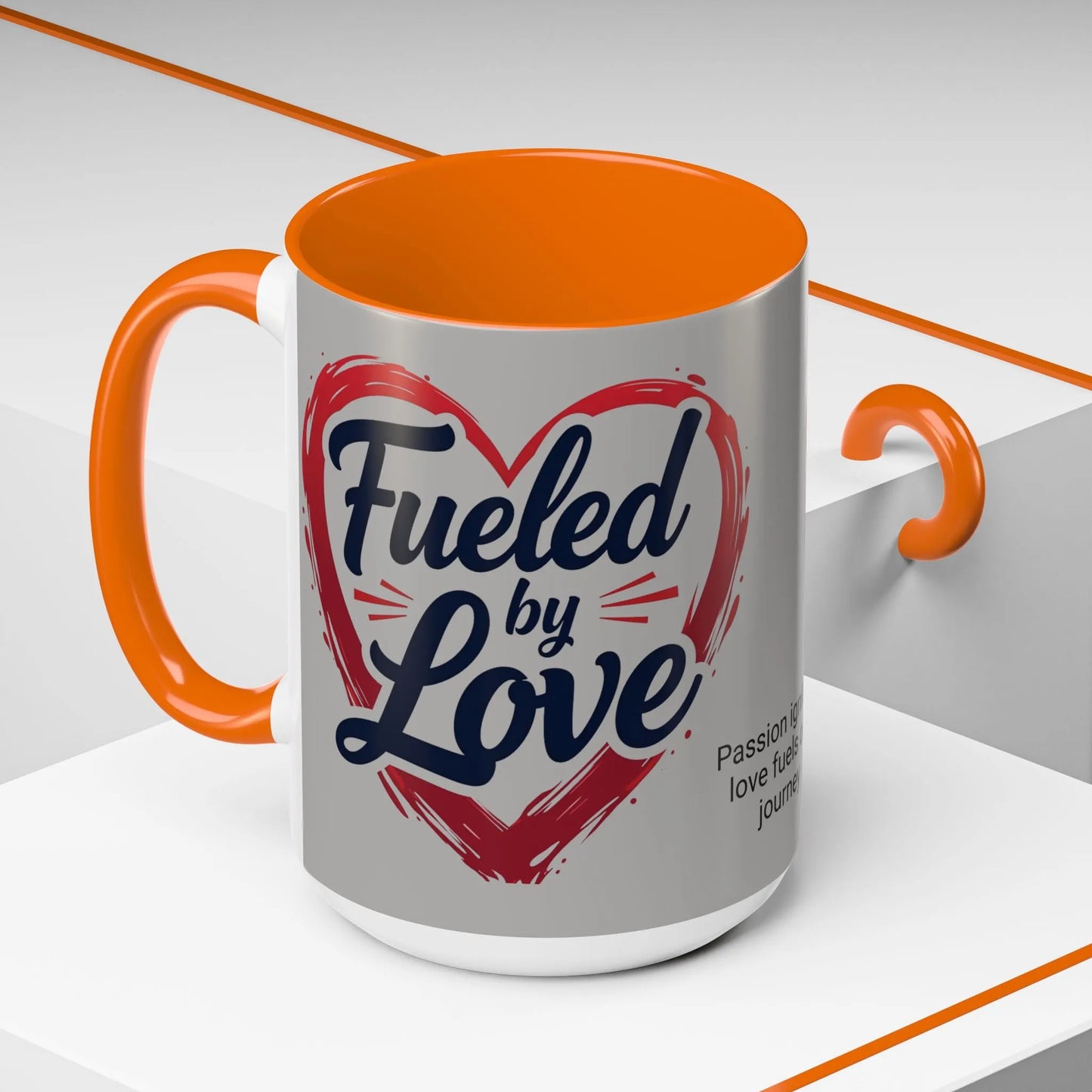 Fueled by Love Coffee Mug - Perfect for Gifts, Romantic Mug, Wedding Gift, Anniversary, Coffee Lovers, Heart Design