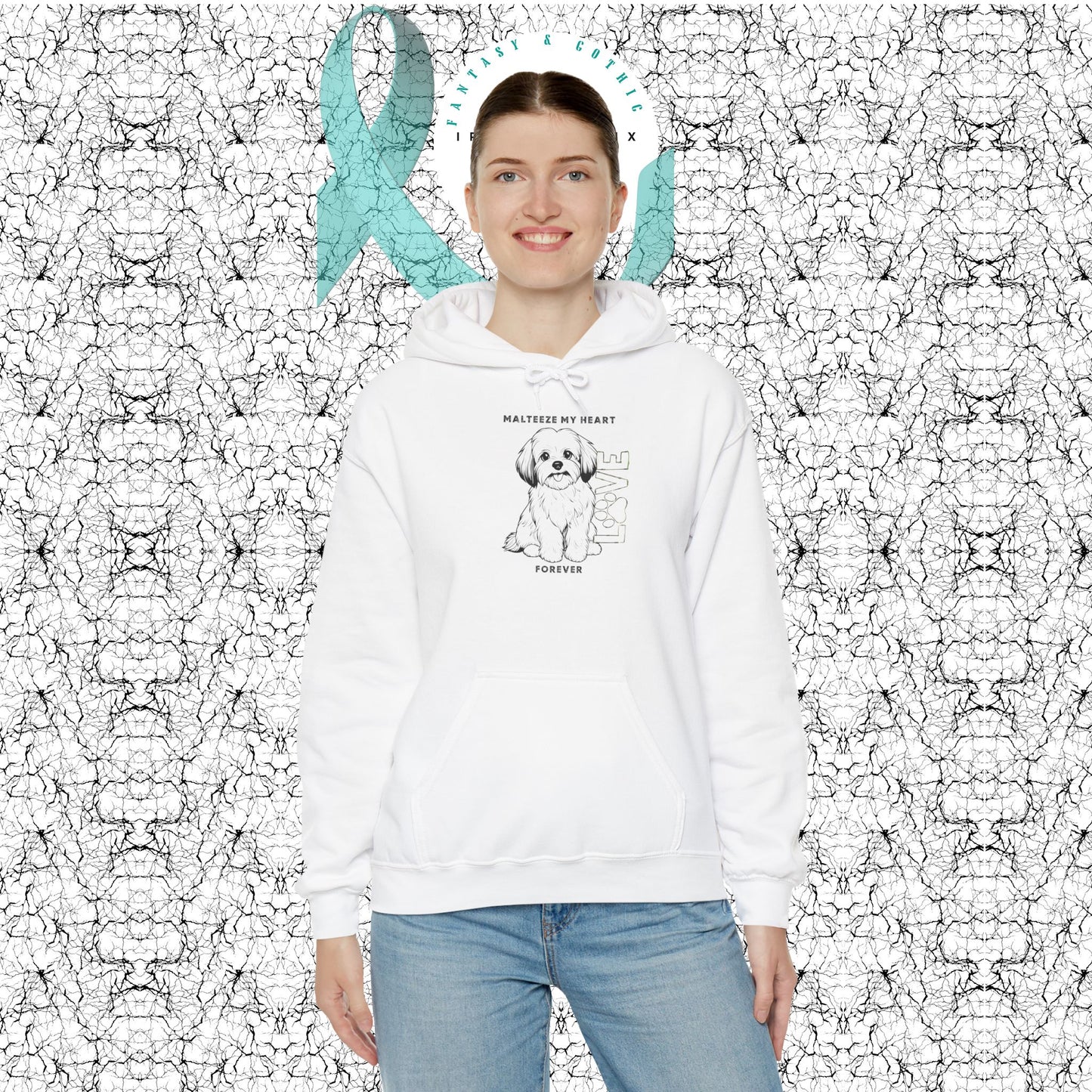 Maltese Heart Hoodie, Cozy Pet Lovers Sweatshirt, Dog Mom Gift, Animal Hoodie, Cute Maltese Sweatshirt, Forever Loved Apparel