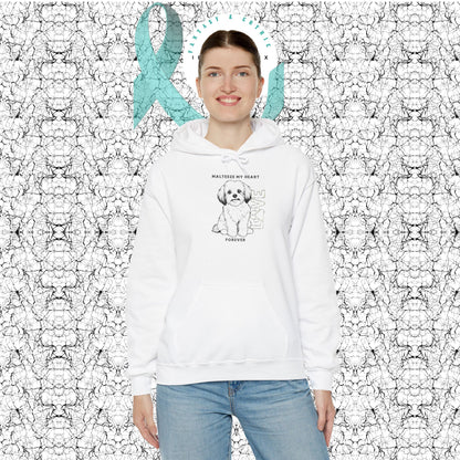 Maltese Heart Hoodie, Cozy Pet Lovers Sweatshirt, Dog Mom Gift, Animal Hoodie, Cute Maltese Sweatshirt, Forever Loved Apparel