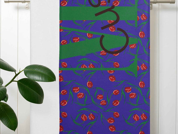 Bath Towel Customizable Purple and flowers