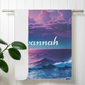 Personalized Galaxy Beach Towel - Purple Night Sky - Image 4