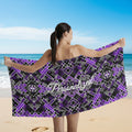Personalized Purple Geometric Bath Towel – Soft Cotton Blend Comfort - Image 1